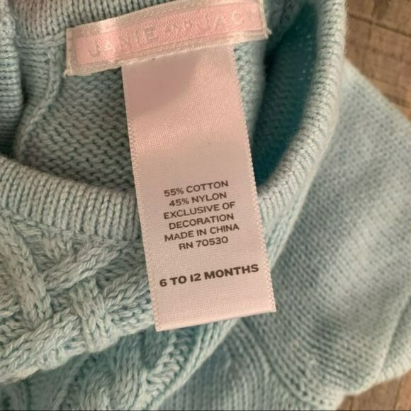 Janie And Jack Girls Size 6-12M Light Blue Short Sleeve Cable Knit Dress - Picture 5 of 7